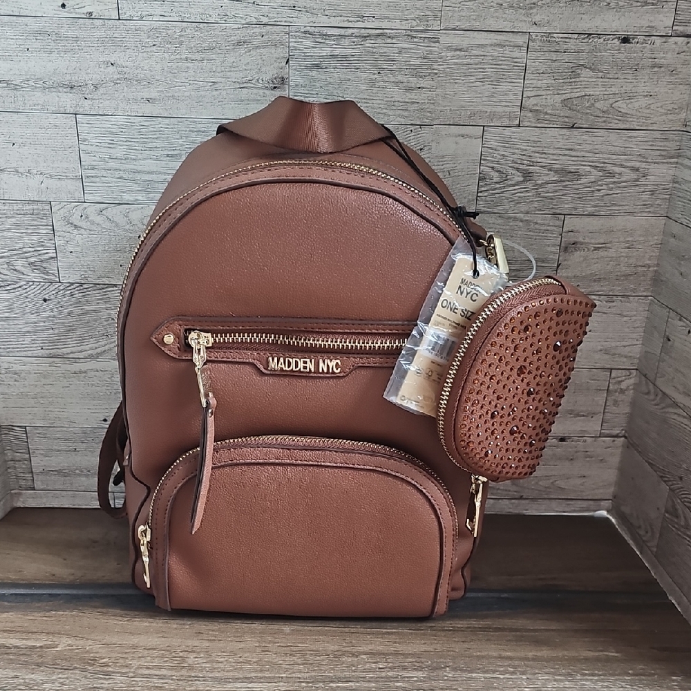 Madden NYC Dome Backpack with Embelloshed Pouch In Cognac